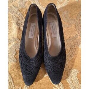 Vintage 90s Heels 1990s Black Suede Whimsigoth Goth Steam Punk Victorian Size 9B